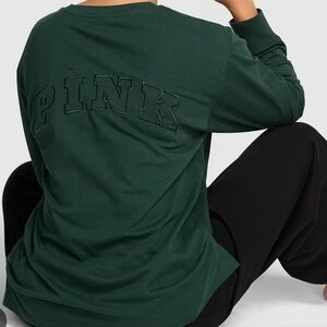 Pink Victoria Secret Campus Cotton Long Sleeve Size XS -Deep Forest Green- NWT